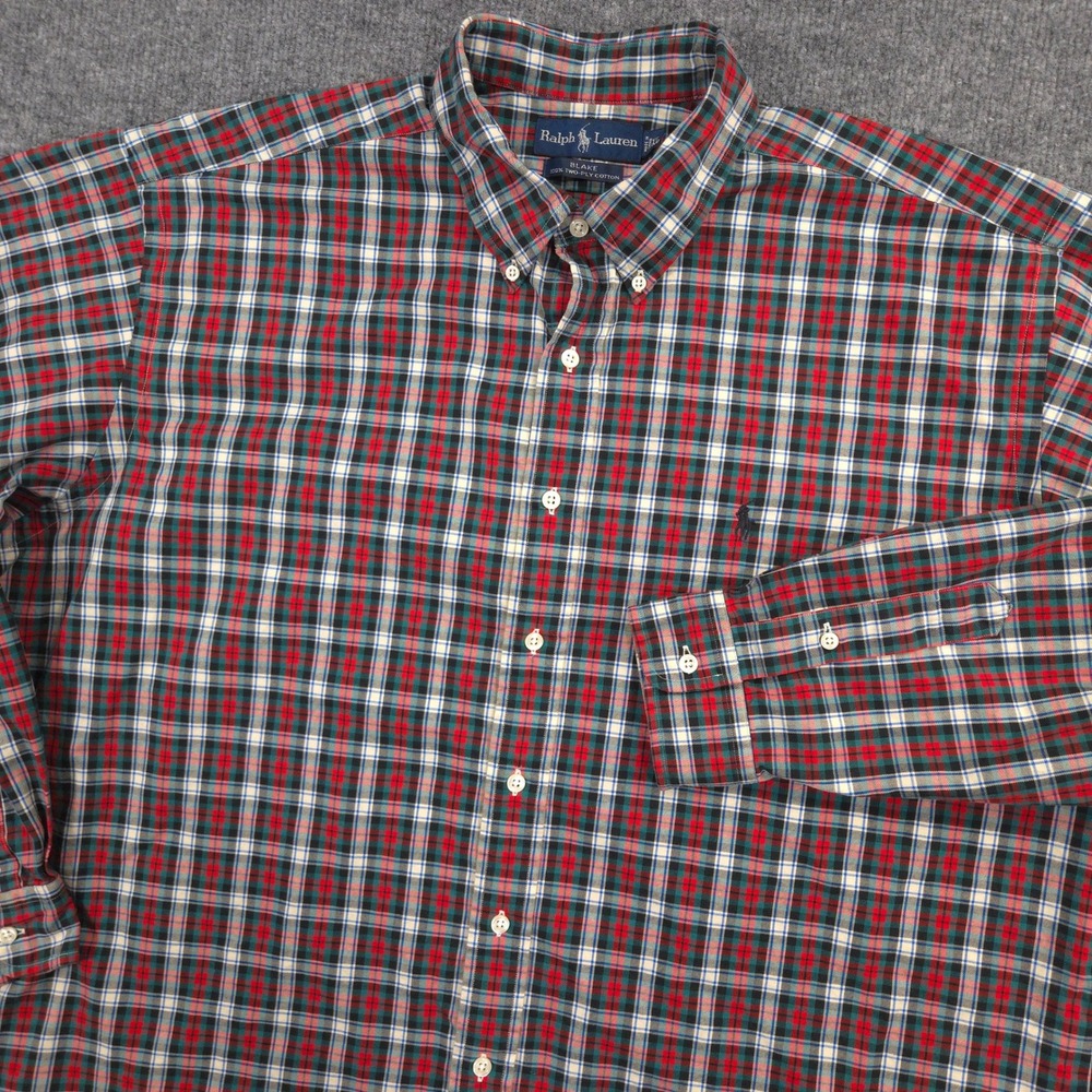 Vintage Ralph Lauren Blake Shirt Mens XL Tartan Plaid Lightweight Twill Flannel